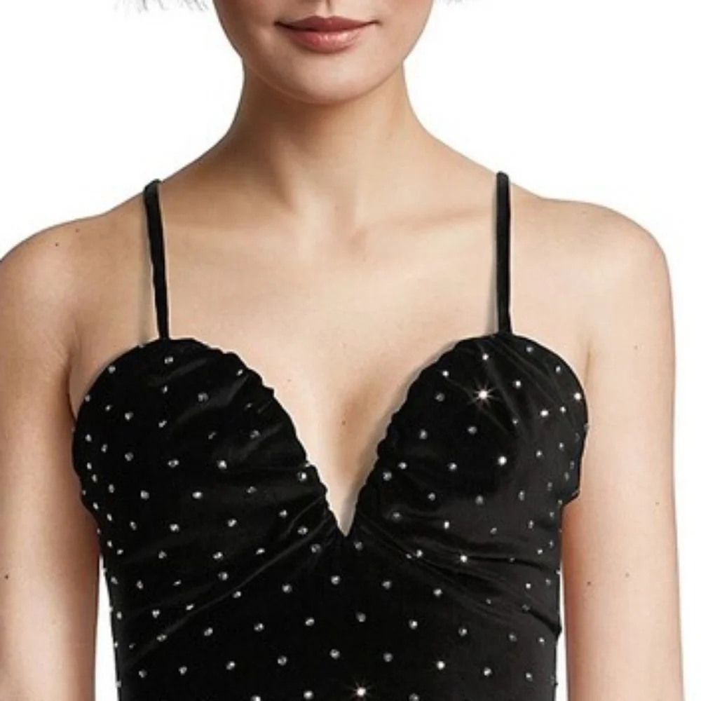 MICHAEL Michael Kors Velvet Embellished Bustier Mini Dress Black Size 6
